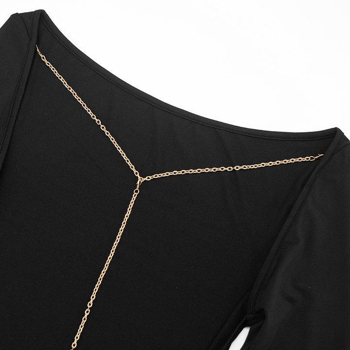 שמלת מקסי גב פתוח בעיטור שרשרת - נוריאל