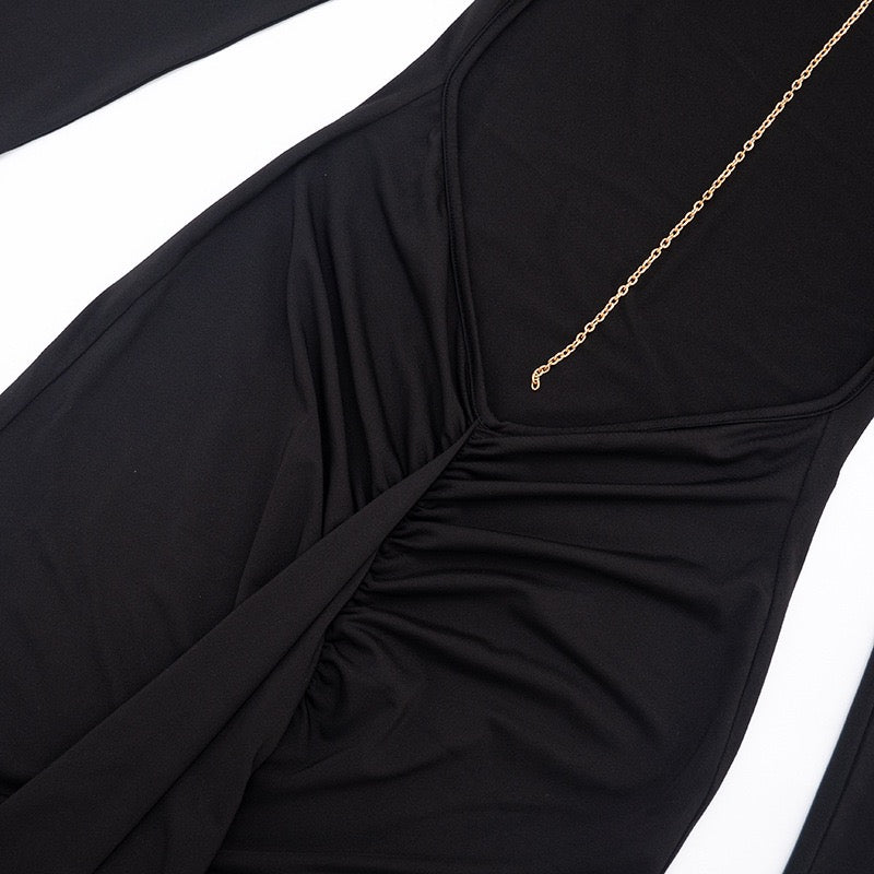 שמלת מקסי גב פתוח בעיטור שרשרת - נוריאל