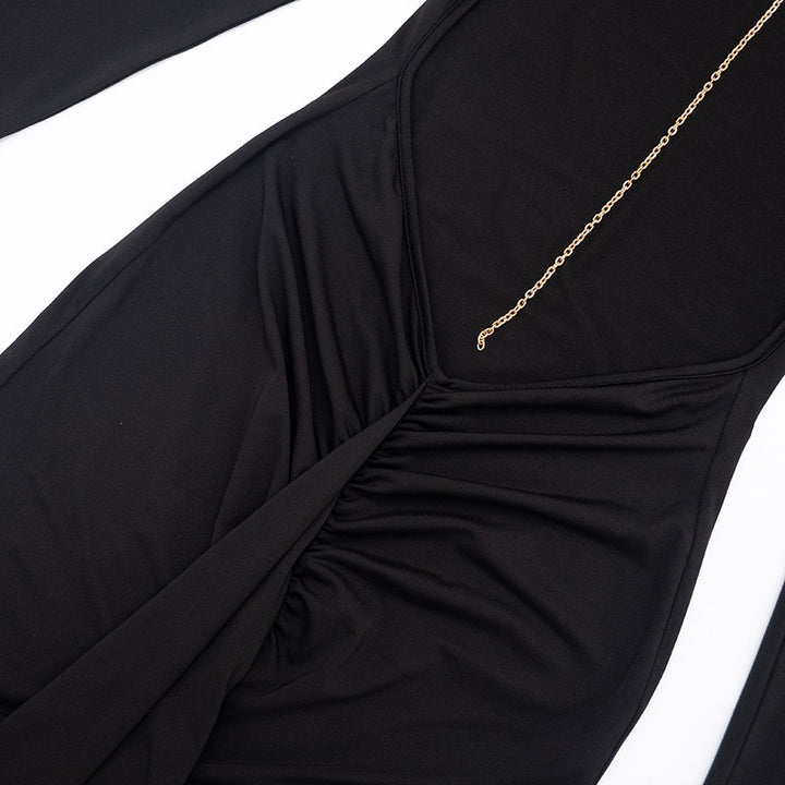 שמלת מקסי גב פתוח בעיטור שרשרת - נוריאל