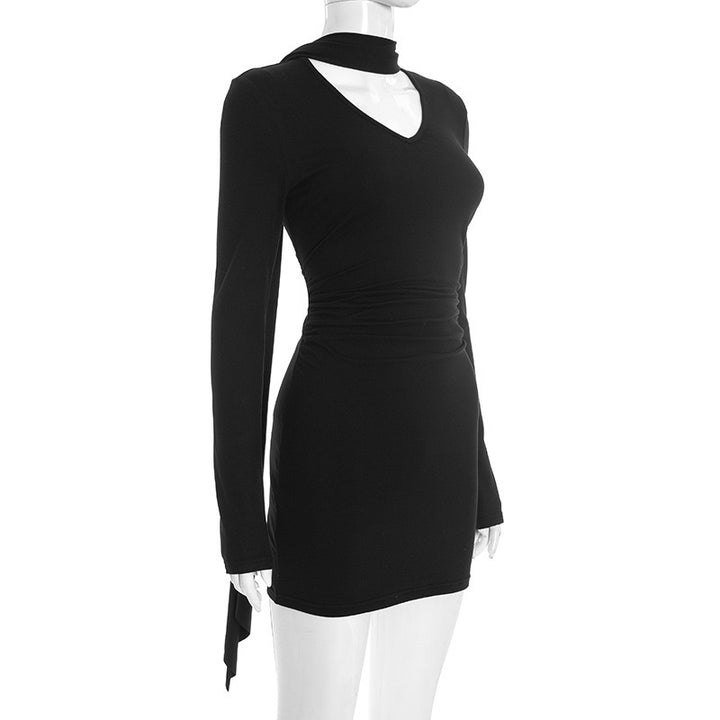 שמלת מיני צמודה בעיטור צעיף תואם - שלי