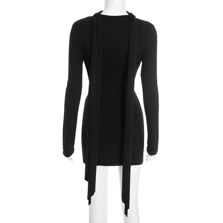 שמלת מיני צמודה בעיטור צעיף תואם - שלי