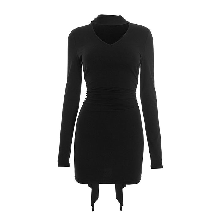 שמלת מיני צמודה בעיטור צעיף תואם - שלי