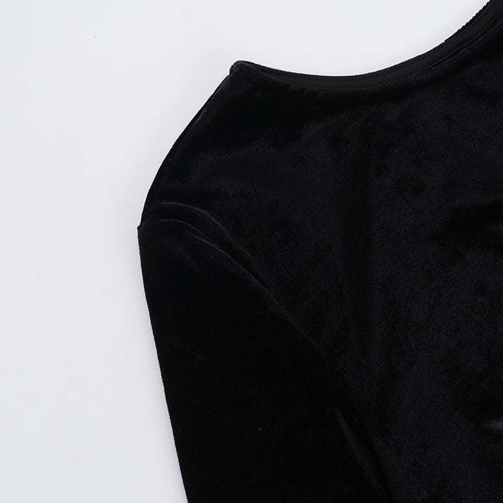 שמלת מיני קטיפה בעיצוב כיווצי בלון סאטן - ארגמן