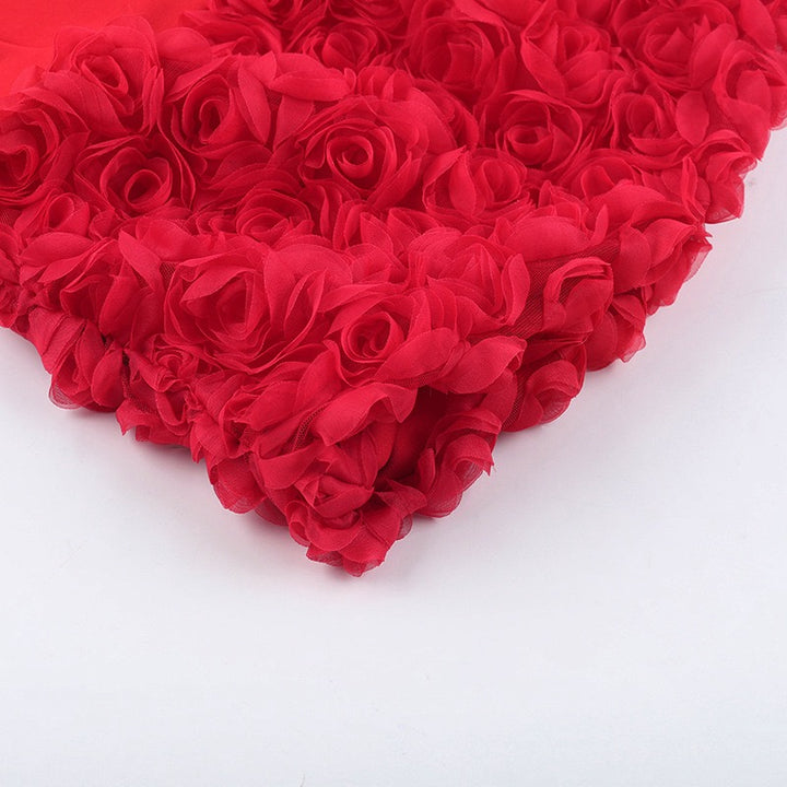 שמלת מיני סטרפלס בעיצוב פרחים 3D - LURA