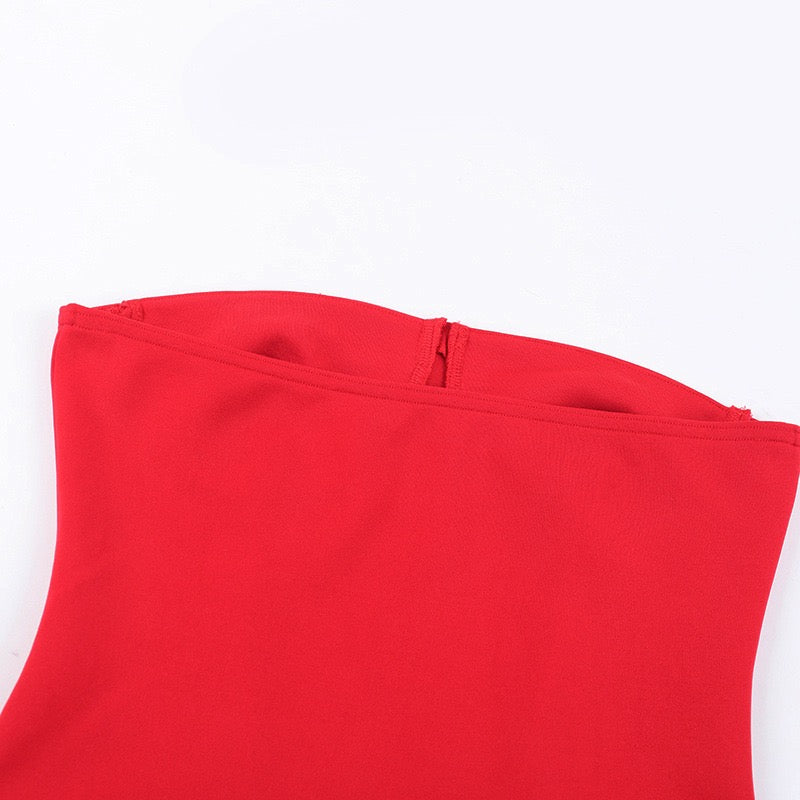 שמלת מיני סטרפלס בעיצוב פרחים 3D - LURA