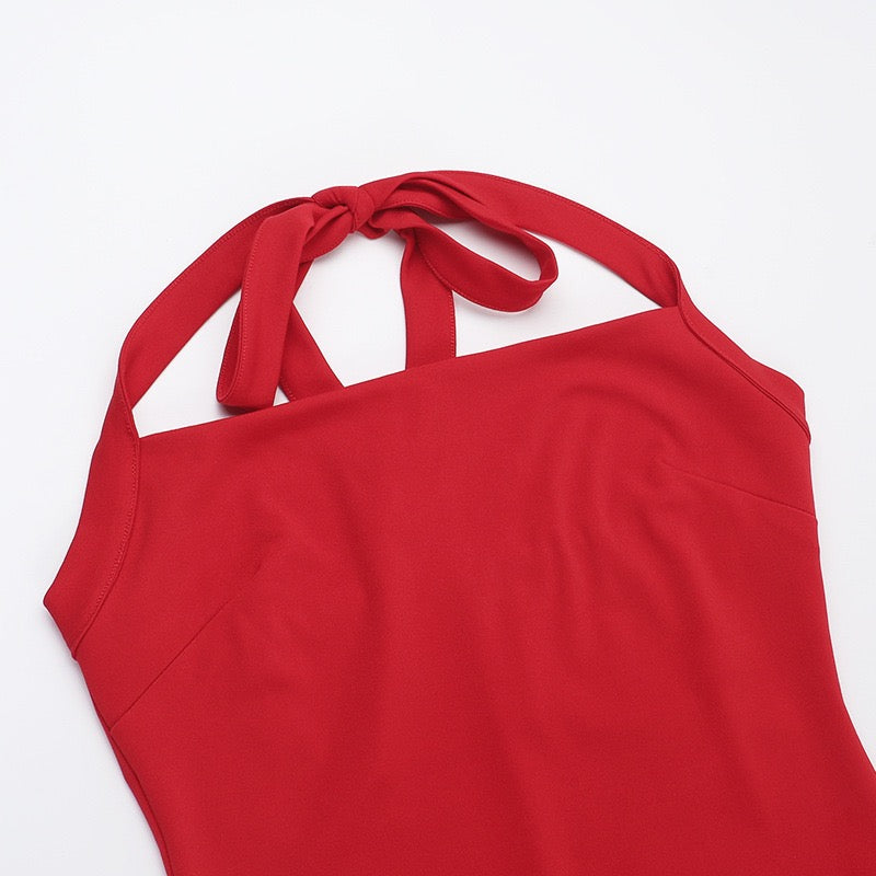 שמלת מקסי בגזרת בת הים גב קשירה בעורף גב פתוח בעיטור טול - מילי