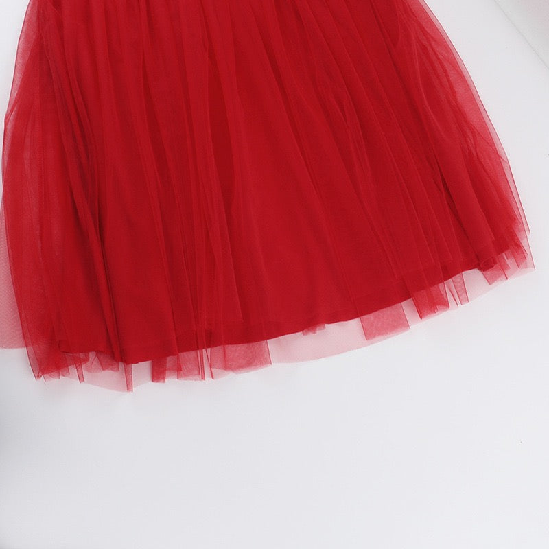 שמלת מקסי בגזרת בת הים גב קשירה בעורף גב פתוח בעיטור טול - מילי