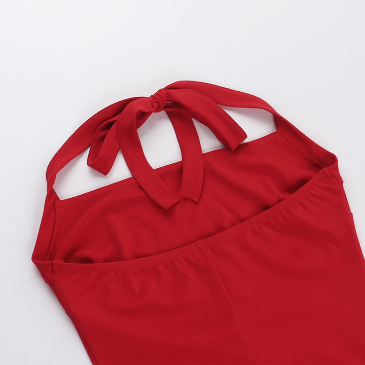 שמלת מקסי בגזרת בת הים גב קשירה בעורף גב פתוח בעיטור טול - מילי