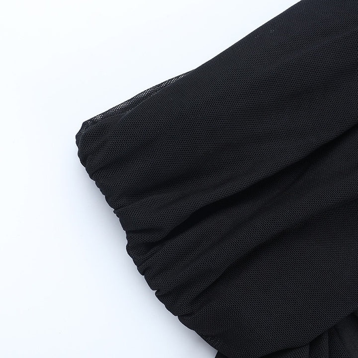 שמלת מידי כתפיים חשופות בעיצוב שרוולי שיפון - מדליין