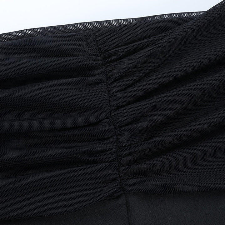 שמלת מידי כתפיים חשופות בעיצוב שרוולי שיפון - מדליין