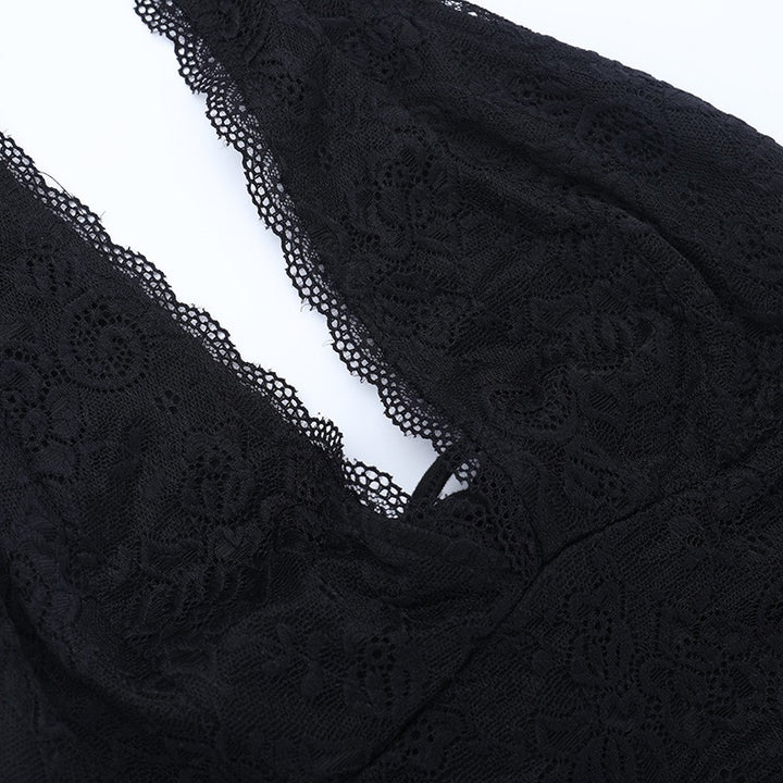 שמלת מקסי בעיטור תחרה קשירה בעורף גב פתוח - ANEN