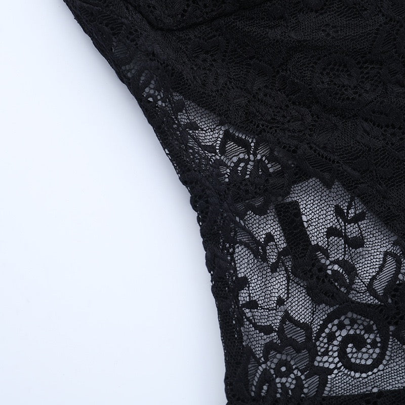 שמלת מקסי בעיטור תחרה קשירה בעורף גב פתוח - ANEN