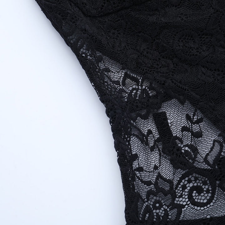 שמלת מקסי בעיטור תחרה קשירה בעורף גב פתוח - ANEN