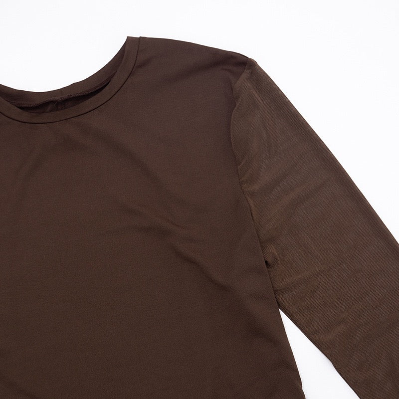 שמלת מיני בעיצוב כיווצים ושרוולי שיפון גב פתוח - רום