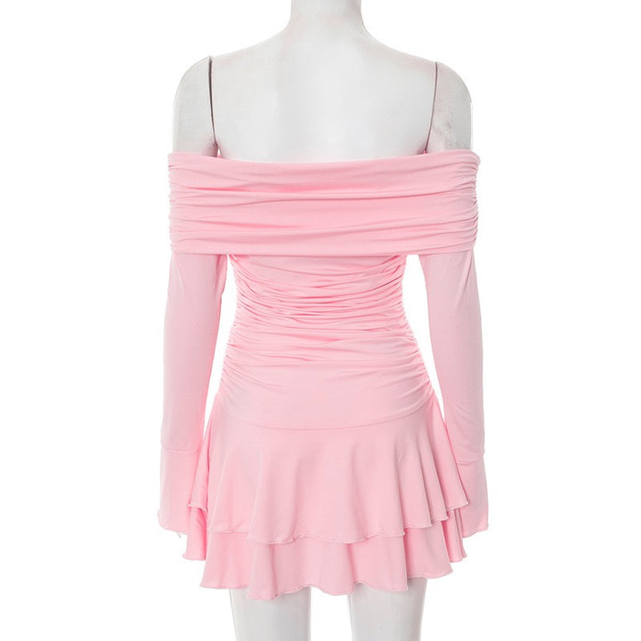 שמלת מיני מלמלה כתפיים חשופות בעיצוב כיווצים - ניני