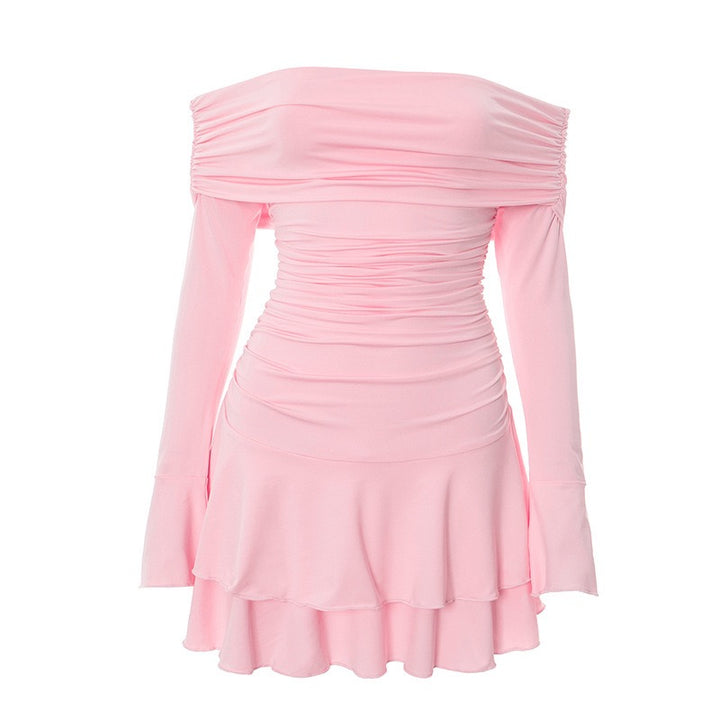 שמלת מיני מלמלה כתפיים חשופות בעיצוב כיווצים - ניני