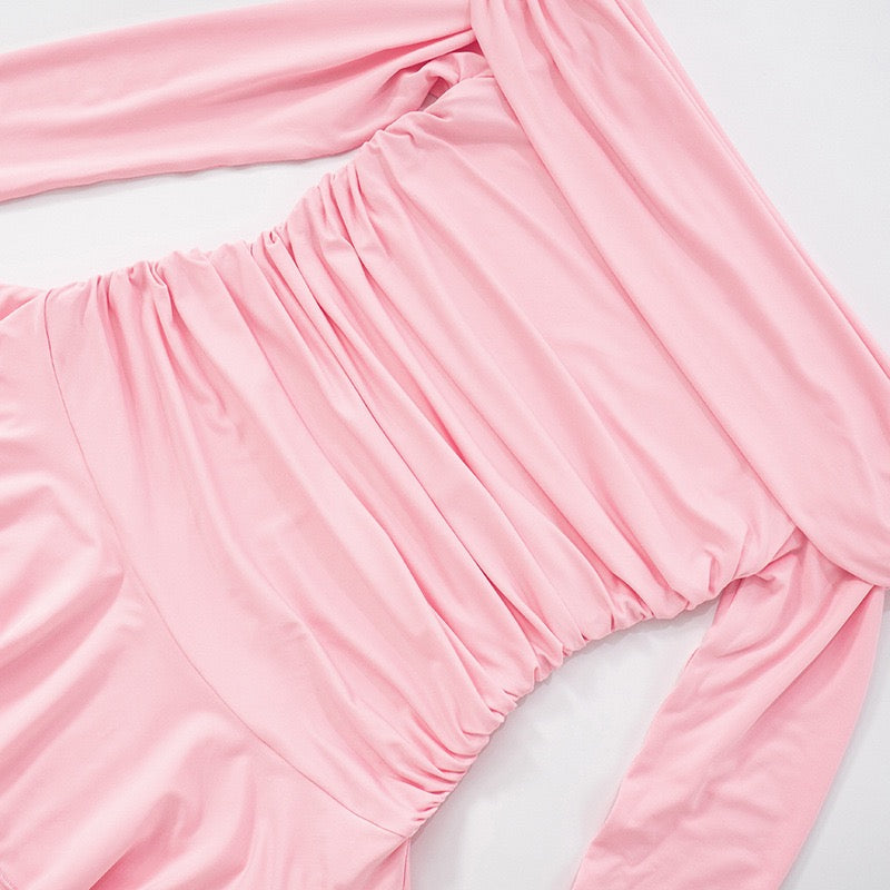 שמלת מיני מלמלה כתפיים חשופות בעיצוב כיווצים - ניני