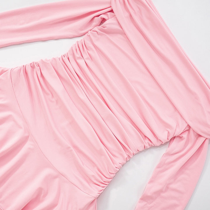 שמלת מיני מלמלה כתפיים חשופות בעיצוב כיווצים - ניני