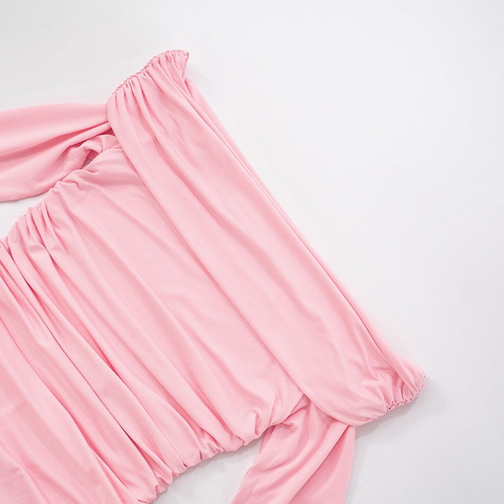 שמלת מיני מלמלה כתפיים חשופות בעיצוב כיווצים - ניני