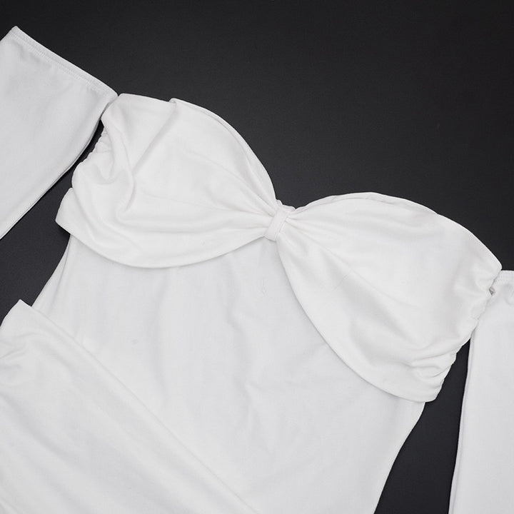 שמלת מקסי בעיצוב כתפיים חשופות וכיווצים - וולה