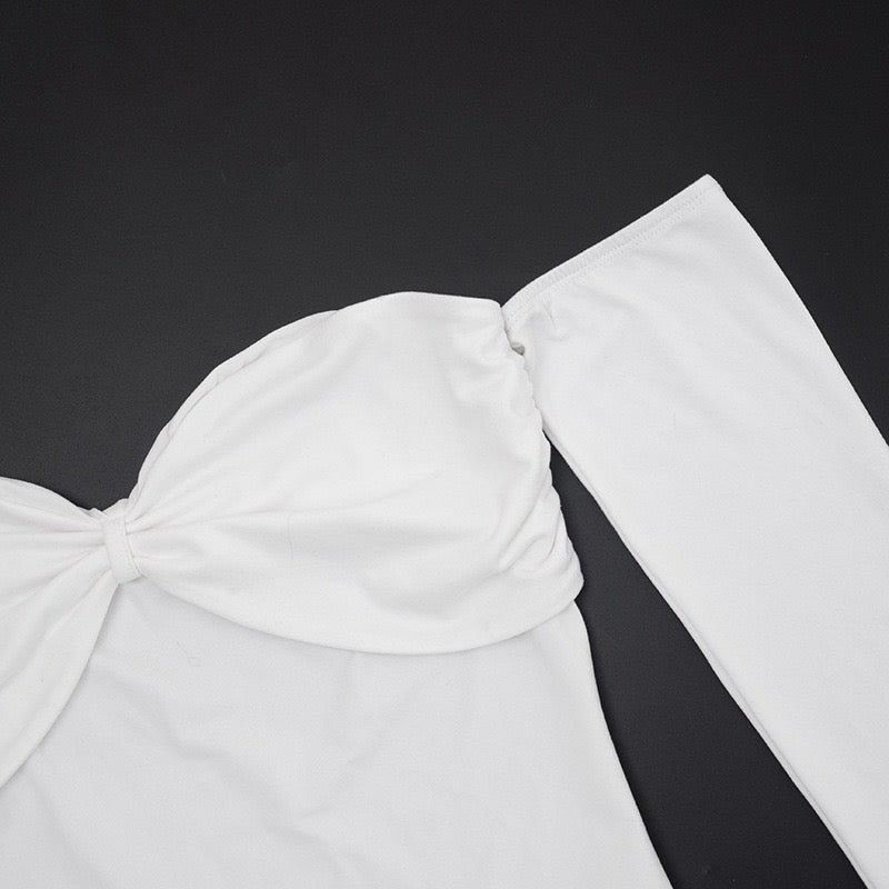 שמלת מקסי בעיצוב כתפיים חשופות וכיווצים - וולה