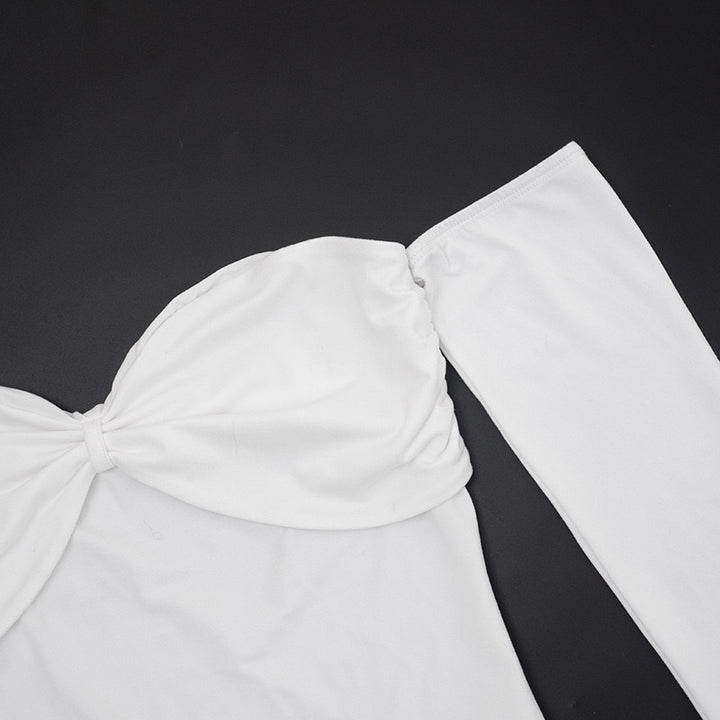 שמלת מקסי בעיצוב כתפיים חשופות וכיווצים - וולה