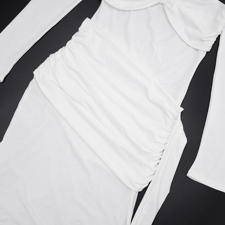 שמלת מקסי בעיצוב כתפיים חשופות וכיווצים - וולה