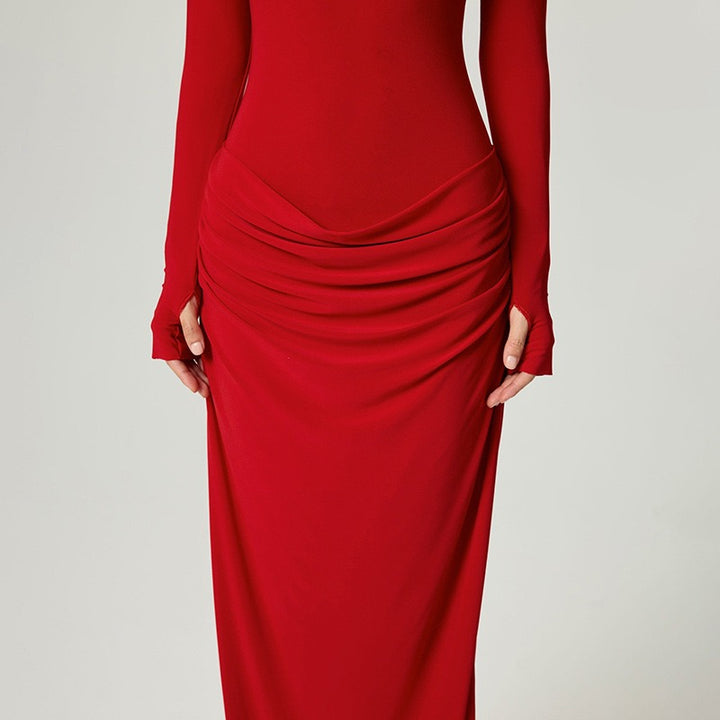 שמלת מקסי בעיצוב קיפולים - סולדד