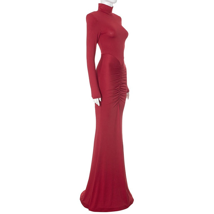 שמלת מקסי גולף בעיצוב כיווצים בגזרת בת הים - יסכה