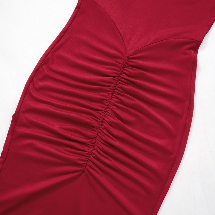 שמלת מקסי גולף בעיצוב כיווצים בגזרת בת הים - יסכה