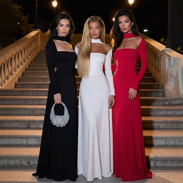 שמלת מקסי בגזרת A בעיצוב קולר ופתח - ג׳ריס