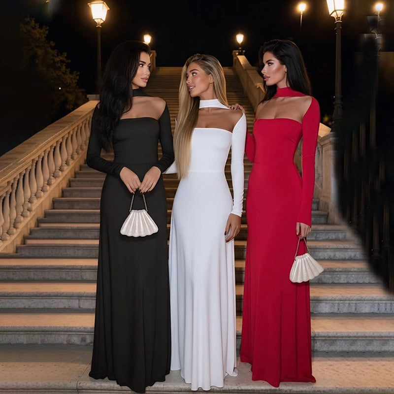 שמלת מקסי בגזרת A בעיצוב קולר ופתח - ג׳ריס