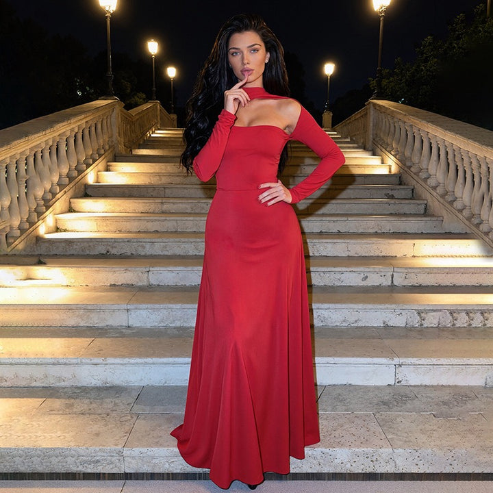 שמלת מקסי בגזרת A בעיצוב קולר ופתח - ג׳ריס