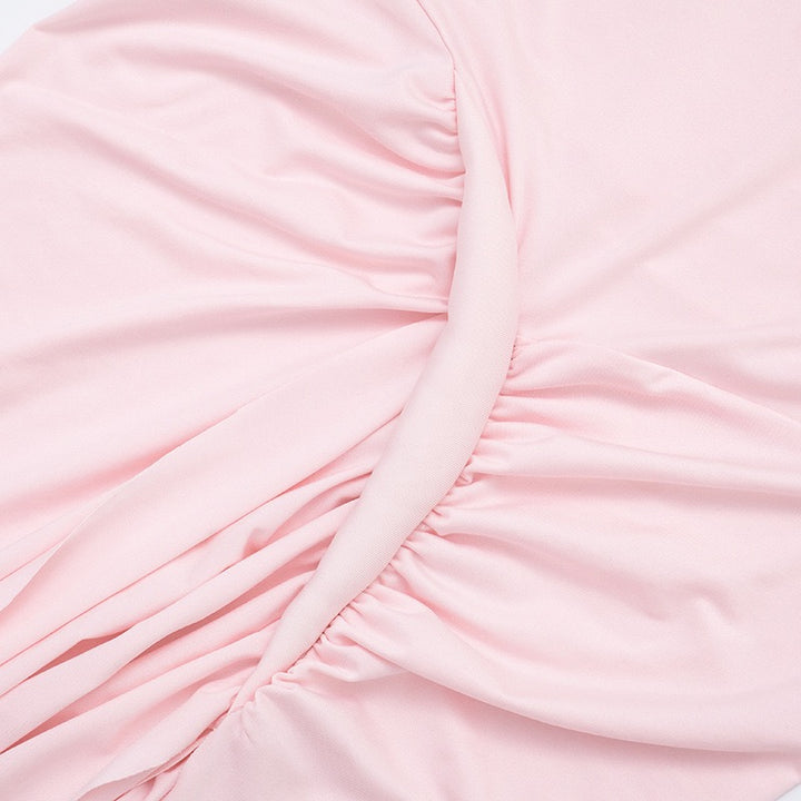 שמלת מקסי גולף בעיצוב קיפולים כיווצים ושסע  - רוזלי