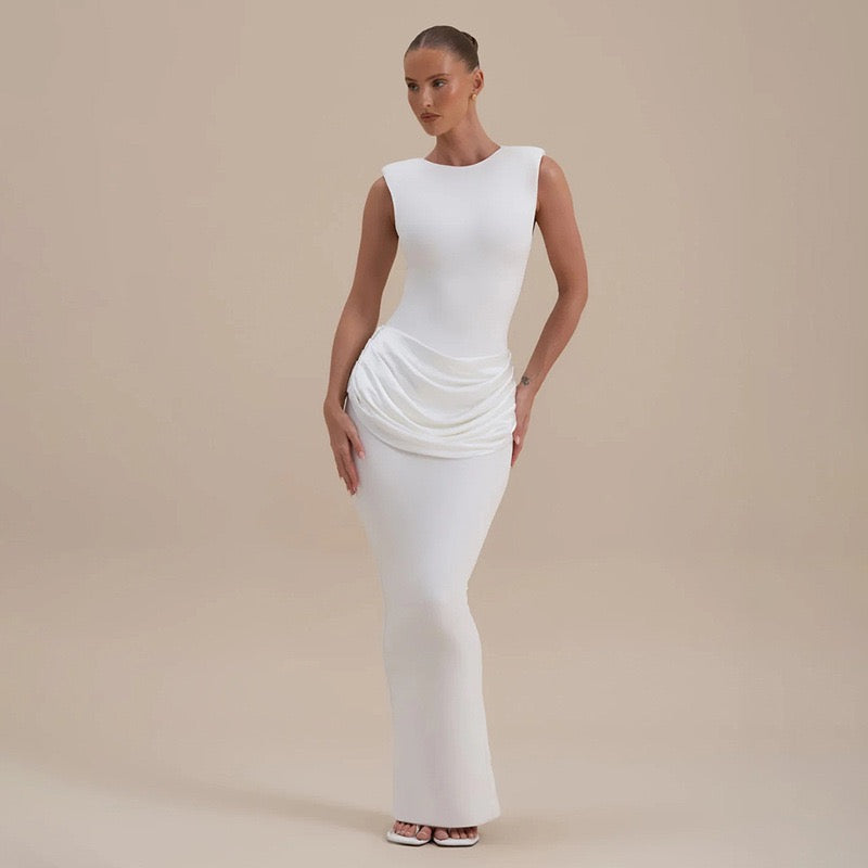 שמלת מקסי בעיצוב קיפולי סאטן - יולאן