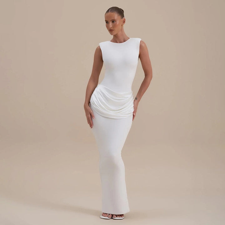 שמלת מקסי בעיצוב קיפולי סאטן - יולאן