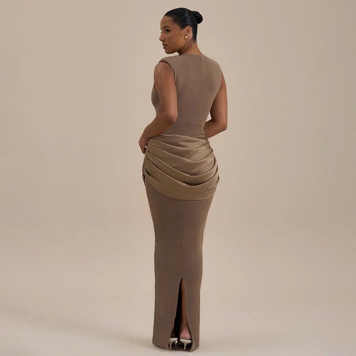 שמלת מקסי בעיצוב קיפולי סאטן - יולאן