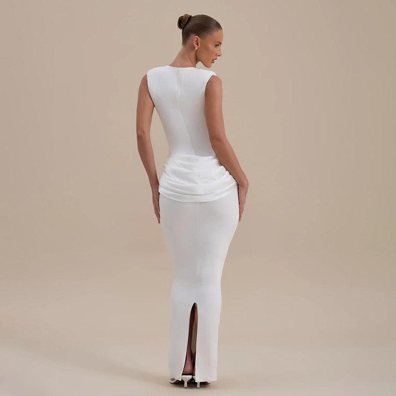 שמלת מקסי בעיצוב קיפולי סאטן - יולאן