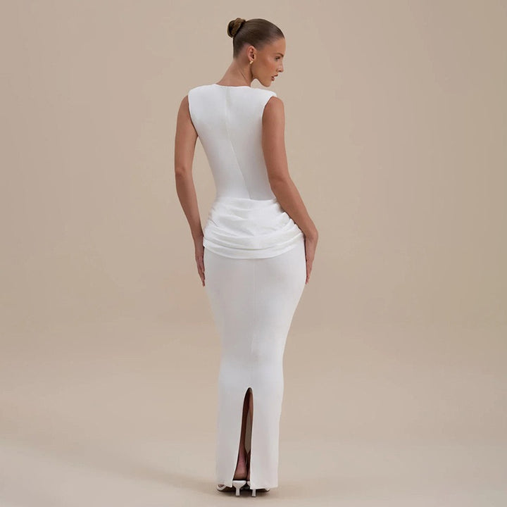 שמלת מקסי בעיצוב קיפולי סאטן - יולאן