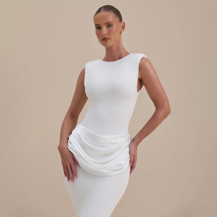 שמלת מקסי בעיצוב קיפולי סאטן - יולאן