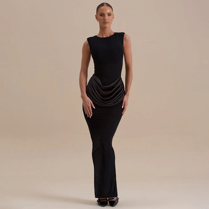 שמלת מקסי בעיצוב קיפולי סאטן - יולאן