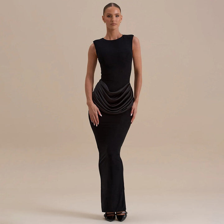 שמלת מקסי בעיצוב קיפולי סאטן - יולאן