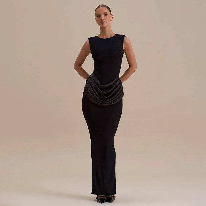 שמלת מקסי בעיצוב קיפולי סאטן - יולאן