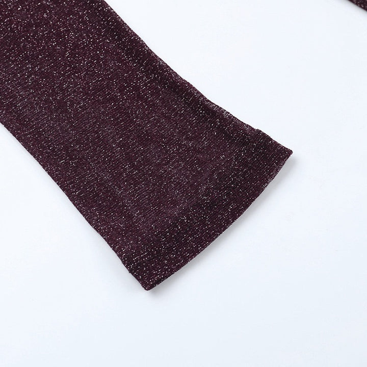 שמלת מקסי נצנצים שקופה בעיצוב כתפיים חשופות בשילוב תחתית טופ וחצאית מיני  - רוקסנה