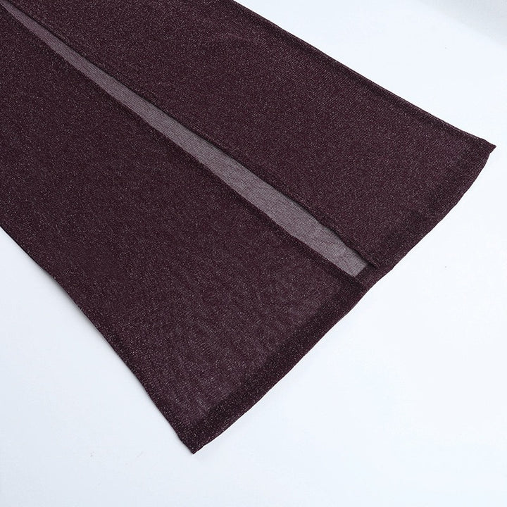 שמלת מקסי נצנצים שקופה בעיצוב כתפיים חשופות בשילוב תחתית טופ וחצאית מיני  - רוקסנה