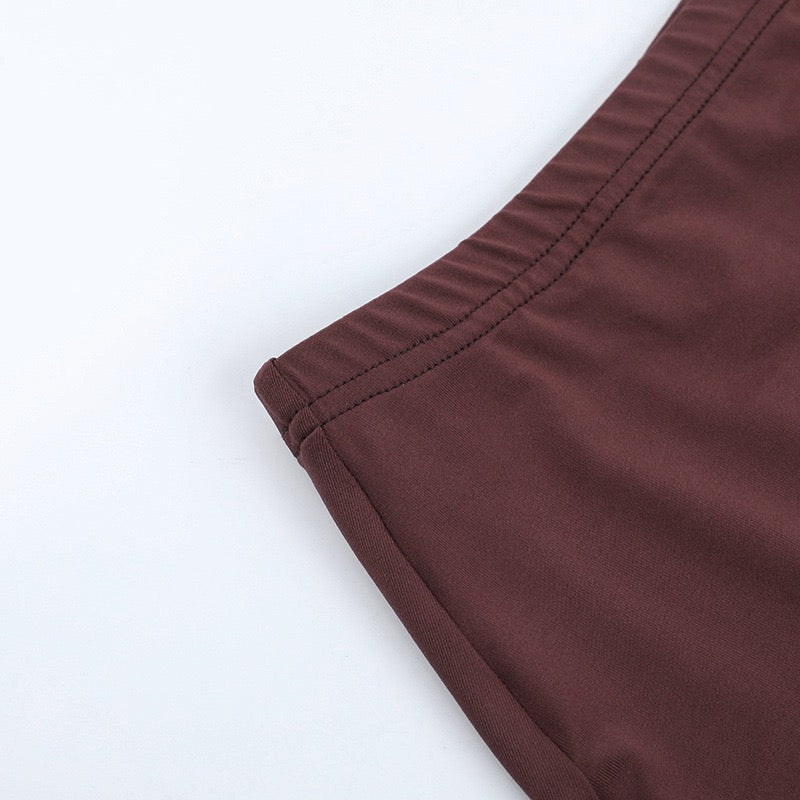 שמלת מקסי נצנצים שקופה בעיצוב כתפיים חשופות בשילוב תחתית טופ וחצאית מיני  - רוקסנה