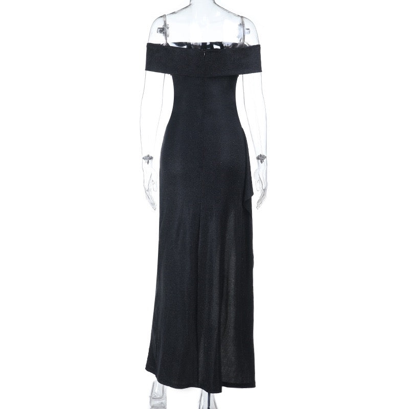 שמלת מקסי נצנצים כתפיים חשופות בעיצוב שסע - בריז׳ה