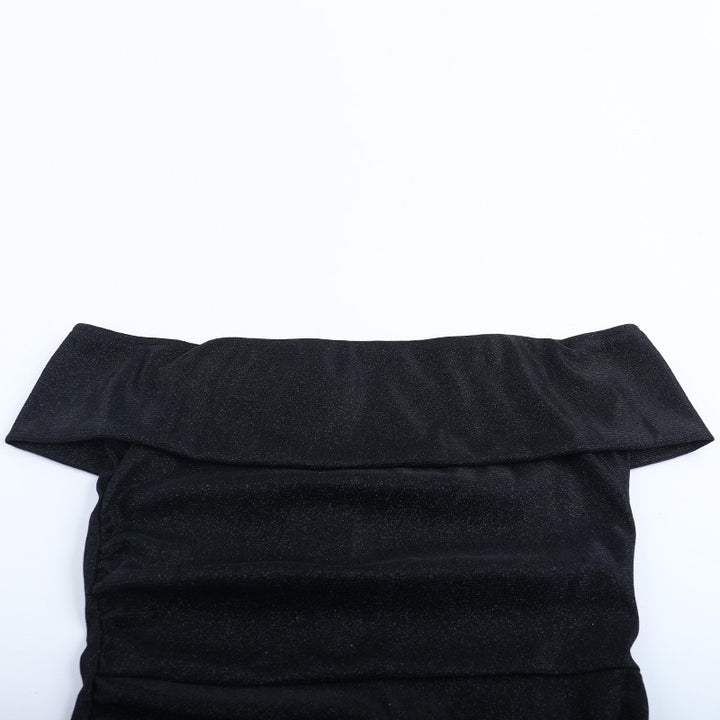 שמלת מקסי נצנצים כתפיים חשופות בעיצוב שסע - בריז׳ה