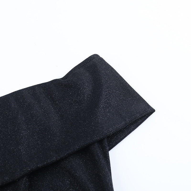 שמלת מקסי נצנצים כתפיים חשופות בעיצוב שסע - בריז׳ה