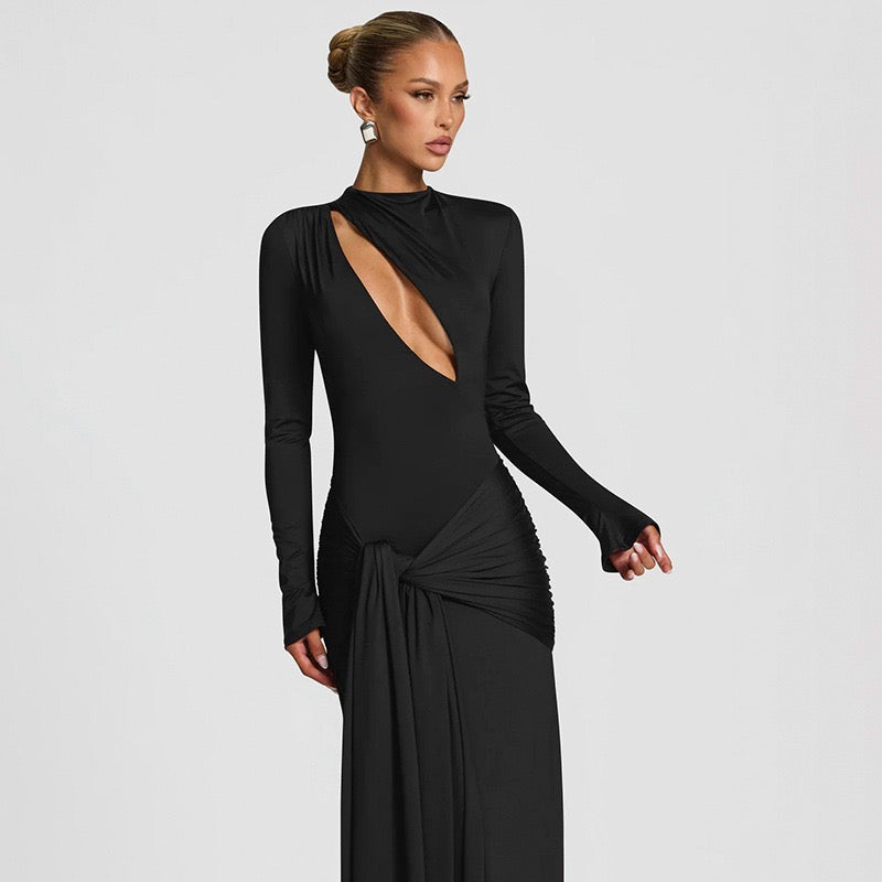 שמלת מקסי בעיצוב פתח וקשירה - סאנה